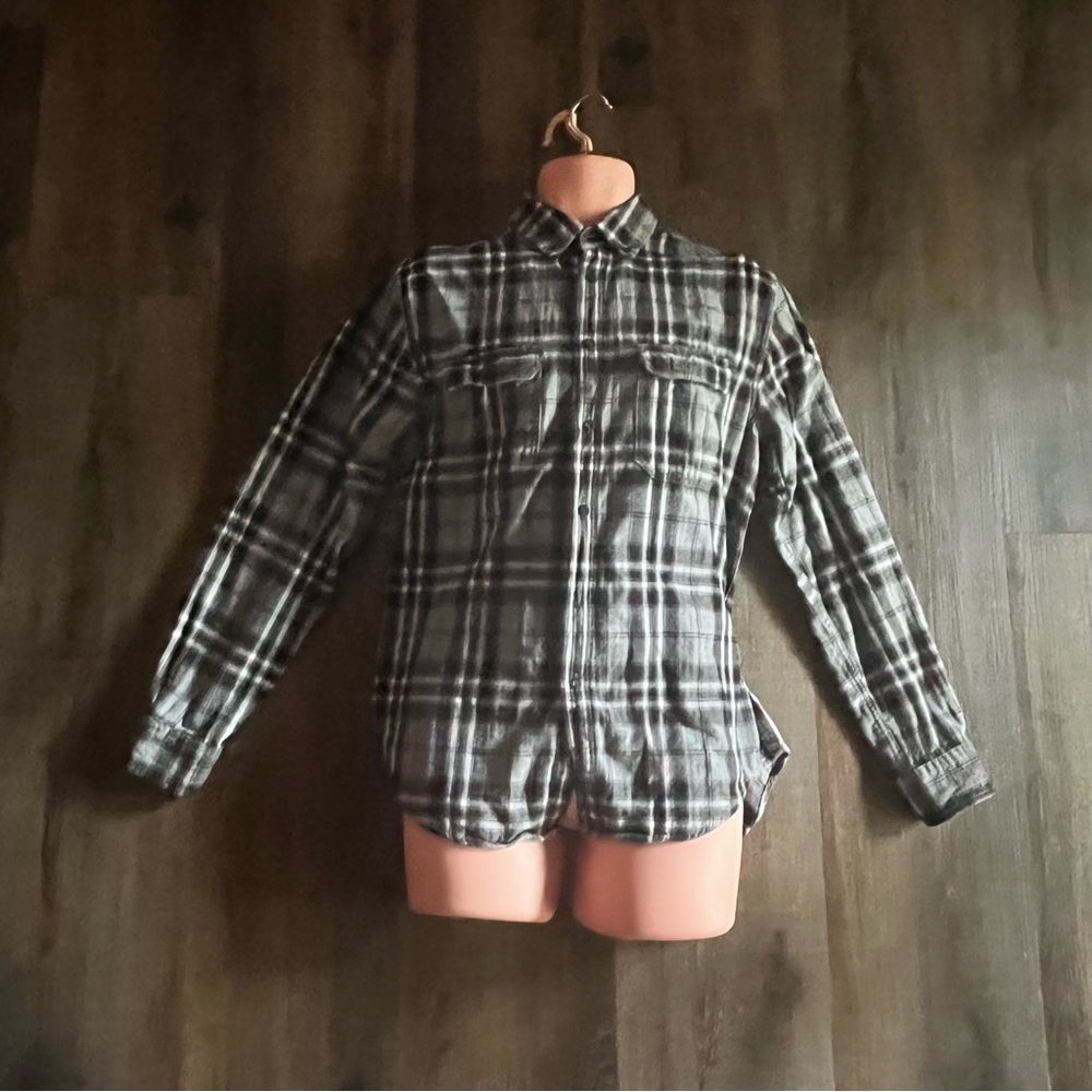 George Men’s Med (38-40) Plaid Casual Shirt Long Sleeve Button Up Two Pocket